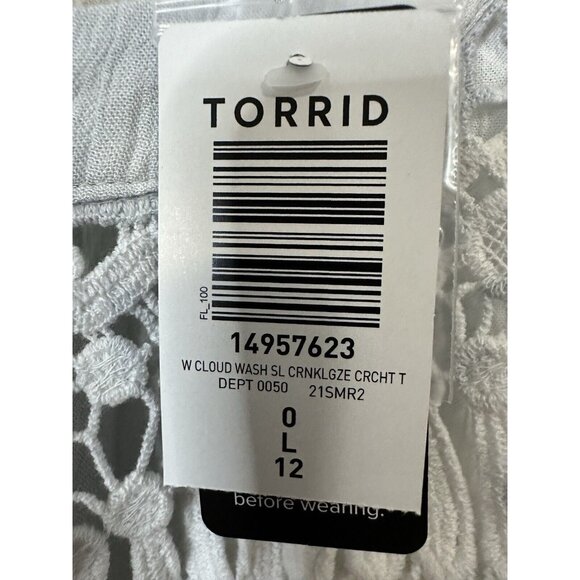 Torrid Cloud Wash Crinkle Gauze Crochet Neck Tank Blouse Shirt Size Large (0) - Picture 4 of 9
